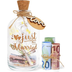 Wedding Gifts Money Light Bottle for Bride and Groom and Fresh Lovers, LED Bottle Light Wedding Just Married Personalised Money Gifts Wedding Fund Money Box