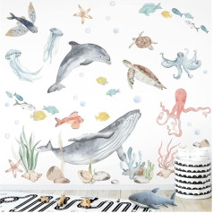 Grandora DL869-4 XXL Wall Sticker Under the Sea Fish Underwater World Children's Room Baby Room Living Room Wall Sticker Decoration