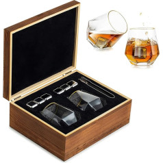 Glasseam Whisky Glasses Set Whiskey Gift Set, Vintage Whisky Glass Gifts Men Personalised Whyski Laser Accessories with Stones for Dad Father's Day Gift Birthday Wedding Anniversary Scotch Bourbon