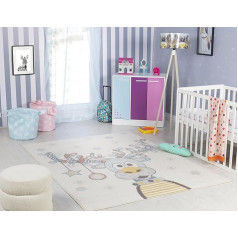 Surya Reindeer Children's Rug - Cartoon Rug Children's Room or Baby Room Rug, Crawling Rug or Play Mat - Baby Rug for Boys & Girls, Ivory, Blue, 160 x 213 cm