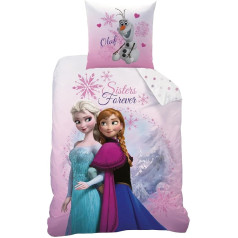 Disney Frozen Reversible Bed Linen Set 135 x 200 cm + 80 x 80 cm 100% Cotton 2 Pink Mountain Elsa Anna and Olaf Frozen