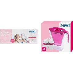 BWT 814136 Half Year Pack, Plastic, 6 Pieces (1 Pack), 6 & Water Filter Vida Pink, 2.6 L, Filter with 1 Magnesium Filter Cartridge