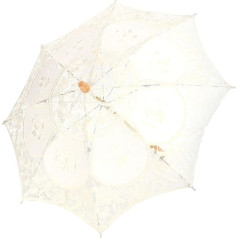 Fdit Small Lace Umbrella, Vintage Wedding Bridal Umbrella Handle Decoration for Photo Costume Party Supplies (L-Beige)