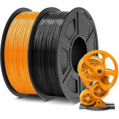 SUNLU ABS 3D Printer Filament, High Heat Resistant and Durable 3D Printer Filament, 1.75 mm ABS 3D Filament, Dimensional Accuracy +/- 0.02 mm, 0.9 kg Spool (1.98 lbs), 2 Packs, Black + Orange