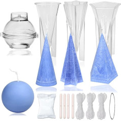 MILIVIXAY 4 Piece Plastic Candle Mould Set Candle Making Craft Supplies Pyramid and Ball Mold