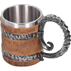 Viking Beer Tankard Resin Stainless Steel Beer Cup with Exquisite Prints High Temperature Resistance Handmade Mug for Party Bar Drink Coaktail