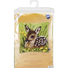 Vervaco Little Deer Cross Stitch Cushion, Multi-Colour