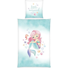 Herding Young Collection Mermaid Bed Linen Set, Pillowcase 80 x 80 cm, Duvet Cover 135 x 200 cm, with Smooth Zip, Cotton