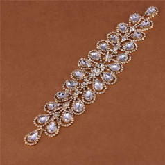 28 x 8 cm Shoulder Tassels Decoration Sew On Embellishment for Hat WDress Accessories AB Color Crystal Appliques Rhinestone Epaulettes Rhinestone Belt 8