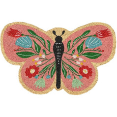 FISURA - Entrance Hall Butterfly Door Mat in Coconut with Non-Slip PVC Backing, Door Mat with Original Shape Size: 65 cm x 40 cm x 1.5 cm