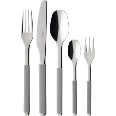 Villeroy & Boch - S+ Taupe Cutlery Set, 30 Pieces, for up to 6 People, Stainless Steel/Silicone Handle in Taupe, Dishwasher Safe, Grey