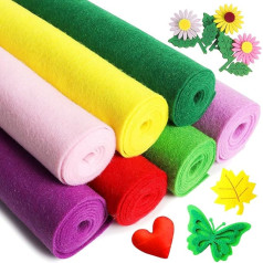 ZAIONE Felt Fabric Sheets Soft 7 Rolls 21cm x 90cm Assorted Colors Non-woven Acrylic Craft Fabric for DIY Sewing Patchwork Material (Bright Colors)