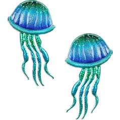 Liffy Metal Jellyfish Wall Decoration Nautical Ocean Hanging Wall Sculptures for Pool, Beach, Bathroom, Living Room, Garden, Pack of 2