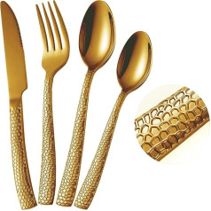Locci Cutlery Set for 6 People, 24 Pieces, Gold Cutlery Dishwasher Safe, High-Quality Stainless Steel Cutlery