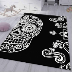 VIMODA Teenager's Room, Children's Room, Living Room, Bedroom, Black Skull Motif, Dimensions: 120 x 170 cm