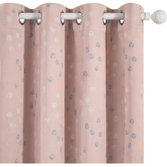 Deconovo Opaque Environmentally Friendly Blackout Curtains, Cubic Play Designer Pattern, Double Layer Curtain, Living Room, Thermal Curtains with Eyelets, Modern, 175 x 140 cm (H x W), Pink, Set of 2