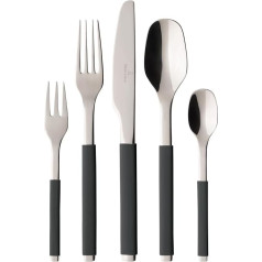 Villeroy und Boch S+ Cosy Grey Cutlery for up to 6 People, 30 Pieces, Stainless Steel, Handle Coated with Grey Silicone