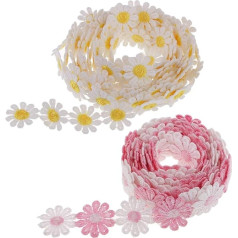 UNNOW 2X2.7M Colorful Daisy Flower Polyester Applique Lace Trim Wedding Dress Costume Decoration Embellishments Ribbon for Kids Wedding Party AOD