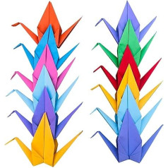 Origami Paper Crane Folded Rainbow Handmade Bird Garland for Wedding Party Birthday Baby Shower Banner (Rainbow, 15 cm)