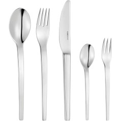 Puresigns SIX Cutlery Set Stainless Steel Polished Cutlery Modern Silver 30 Pieces for 6 People