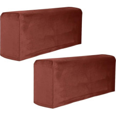 VOSAREA 2 Pieces Armrest Covers Stretch Fabric Non-Slip Furniture Protector Armchair Covers for Recliner Sofa Chairs Coffee Brown