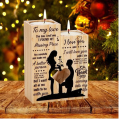 Oppakou Wooden Heart Shaped Candle Holder for Anniversary Birthday Candle Decoration Gifts Anniversary Wedding Valentine's Day for Lovers (Lovers)