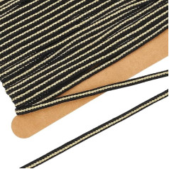 FINGERINSPIRE 9.1 m Mini Lace Trim for Doll Clothes, 3 mm Wide, Very Small Doll, Black Nylon, Lace Trim, Tiny Golden Keel, Metallic Grimp Braided Lace Ribbon Decoration