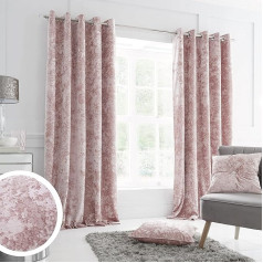 Catherine Lansfield Crushed Velvet Curtains with Eyelets, Polyester, Blush, Eyelet Curtains 90 x 90 Inch