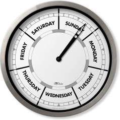 DayClocks Weekday Wall Clock with Aluminium Frame - Calendar Day Clock - Ideal Retirement Gift for Men & Women - 25.4 cm