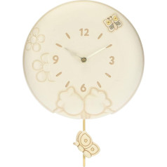 THUN - Wall Clock with Pendulum - Elegance Line - Accessories and Decorations at Home - Ceramic, Plastic Movement - Diameter 26 cm; Depth 4.5 cm; Ceramic Figure on Pendulum 6 x 2 x 6 cm