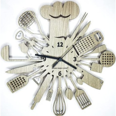 Instant Karma Clocks Kitchen Clock ➤ Wall Clock for Chef Restaurant Chef Cutlery Kitchen Appliances Fork Knife