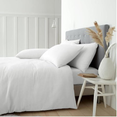Catherine Lansfield Brushed Cotton Duvet Cover Set With Pillow Cases White King Size