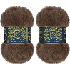 BambooMN Chunky Fluffy Faux Fur Eyelash Yarn, 100% Polyester, 100 g Ball, 2 Balls, Chestnut Brown