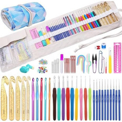 Ramlur 116 Piece Crochet Hook Set, Crochet Sets for Beginners Adults, Ergonomic Crochet Hook Set with Stitch Marker, Crochet Hook Accessories, Crochet Hook Case, Crochet Starter Kit for Beginners