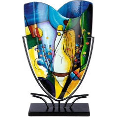 GILDE GLAS art Decorative Glass Vase on Metal Base - Decorative Living Room - Gifts for Women Birthday Christmas - Multicoloured Height 47 cm