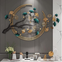 WJQQ Créatives Ginkgo Steel Metal Wall Decoration Modern Design for Indoor Use 110 x 68 cm