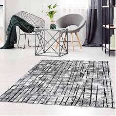 Modern Flat Pile Rug in Ethnic Look in Grey Living Room Size 80 x 300 cm