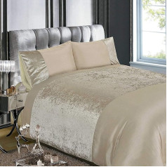 Luxuriöses Bettbezug-Set aus Pannesamt für Doppelbett, naturfarben