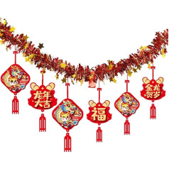 perfk Chinesische Mondfrühlingsfest-Hängedekoration, hängende Verzierung mit 6 Anhänger-Quasten für Restaurant-Dekor-Zubehör, Stil b