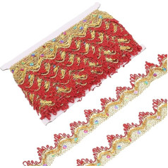 sourcing map 10 Yard Pailletten Perlen Spitzenbesatz 1.5