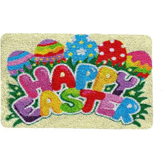 VIONNPPT Obst Series Latch Hook Rug for Yourself with Pre-Print, DIY 3D Craft Tapestry for Adults or Beginners, Cross Stitch Set Gift (Happy Easter, 60 cm x 40 cm)