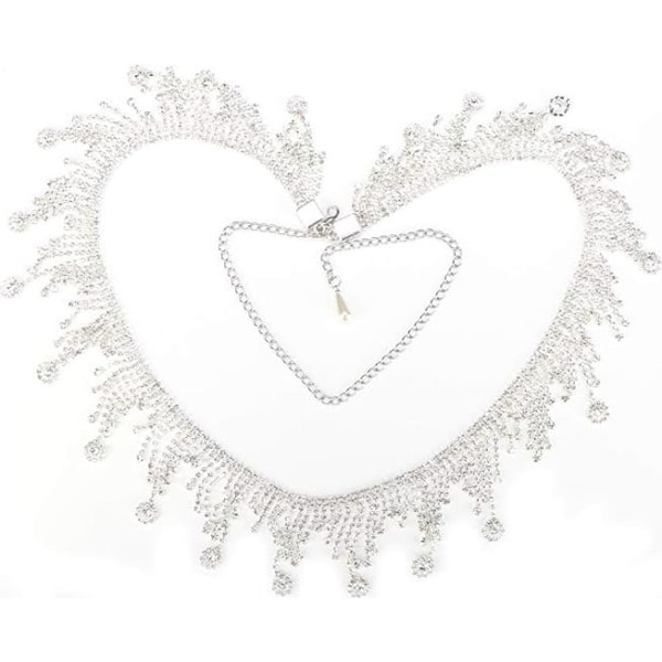 Rhinestone Tassel Chain 40 Inch Crystal Rhinestone Chain Trim Tassel Fringe Belly Dance Dress Embellishment Diamond Crystal Long Tassel Trim for Wedding Party Necklace DIY Clothing Accessories(#7)