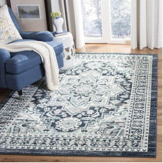 Safavieh MAD507 Modern Chic Rug for Living Room, Dining Room, Bedroom-Madison Collection, Short Pile, Turquoise and Navy, 91 x 152 cm, Polypropylene (PP)