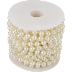 Mutuer Pearl Garland, 10 m Roll Two Colours Bows Bead Wire Beads Garland String DIY Wedding Decoration for Party Home Decoration 8 mm (Beige)