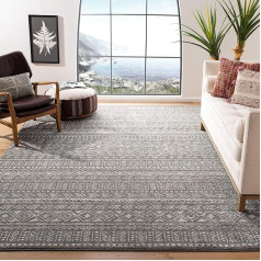 SAFAVIEH Tulum Collection Boho Rug for Living Room, Dining Room, Bedroom, Short Pile, Dark Grey and Ivory, 183 x 274 cm