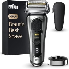 Braun Series 9 Pro+ 9517s Men's Electric Shaver with 5 Pro Shaving Elements, Long Hair Trimmer ProTrimmer, Charging Station, 60 Minutes Running Time, Wet & Dry, Made in Germany, Silver