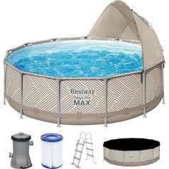 Bestway Steel Pro MAX Frame Pool Complete Set with Filter Pump Diameter 396 x 107 cm Op Art Design Round