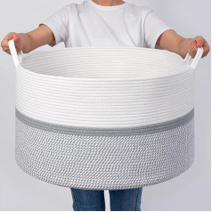 XXXL Extra Large Laundry Basket Cotton Rope Woven Basket Throw Blanket Storage Basket Living Room with Handle for Clothes Towels Toys Living Room Bedroom Decorative