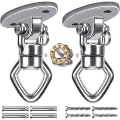 BeneLabel Swing Hanger with 2 Bearings - 800lb Capacity, Stainless Steel Rotary Device for Air Silk, Yoga Swing, Mesh Tree Swing - Smooth and Safe Swivel Hanging Accessories, 2 Pack