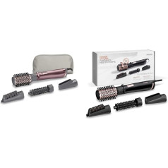 BaByliss Beliss Big Hair 1000 Watt 4-in-1 Hot Air Styler with Storage Bag, Grey & AS200E Rotating Hot Air Brush Set, Brush & Style Ionic, 1000 Watt, 4 Attachments, Black, 5-Piece Set